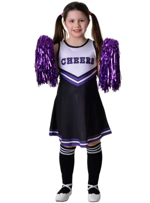 Quirky Black Cheerleader Girls Fancy Dress Costume