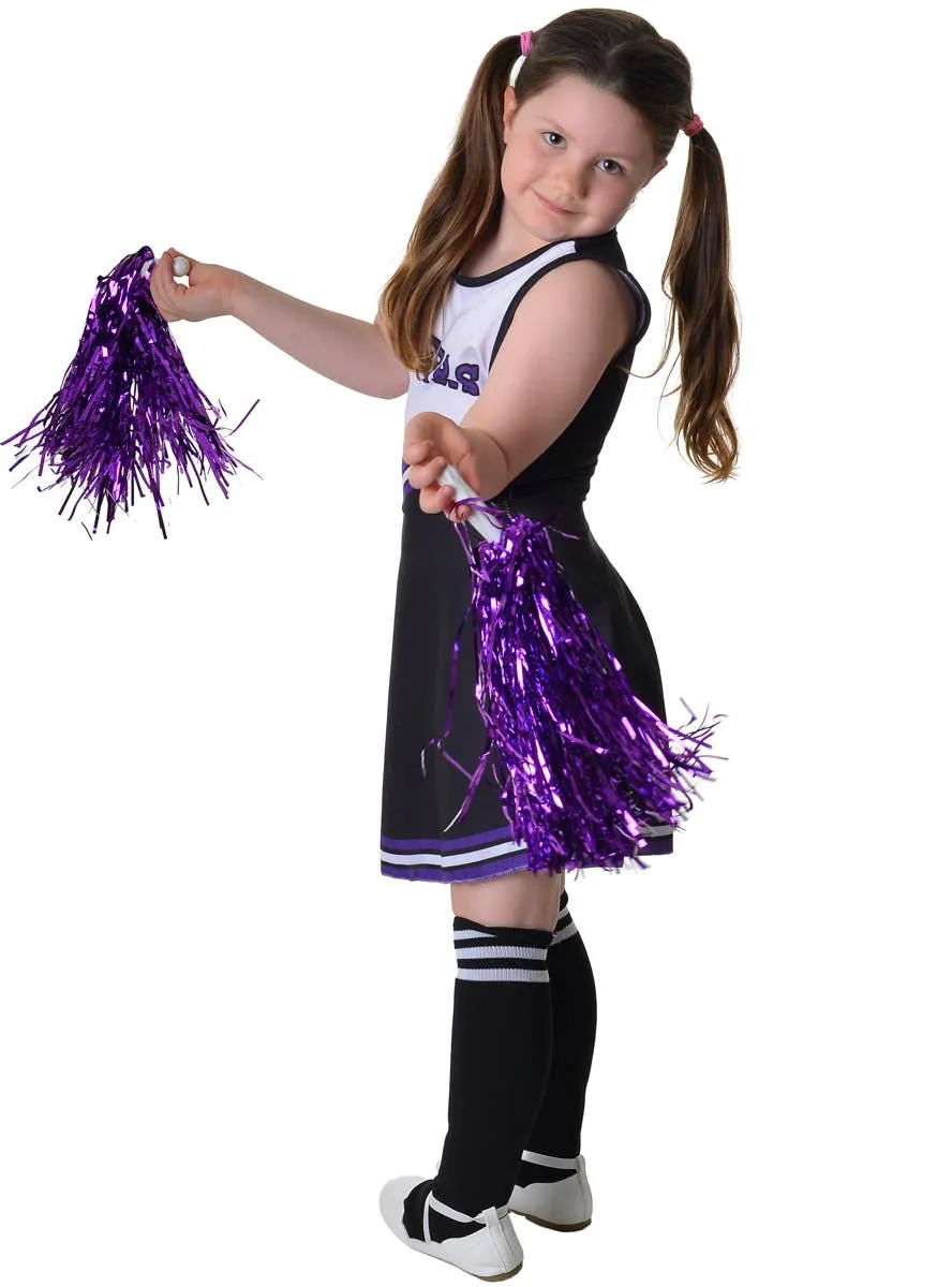 Quirky Black Cheerleader Girls Fancy Dress Costume