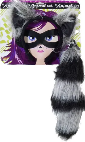 Raccoon Ears, Mask & Tail Accessory Set