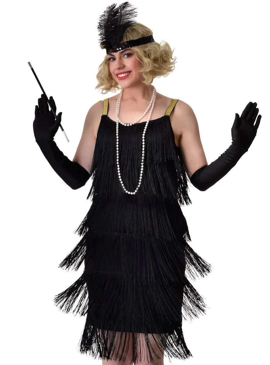 Racy Black Tassel 1920s Flapper Womens Costume