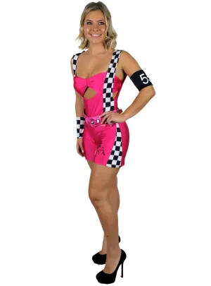 Racy Hot Pink Grid Girl Womens Costume