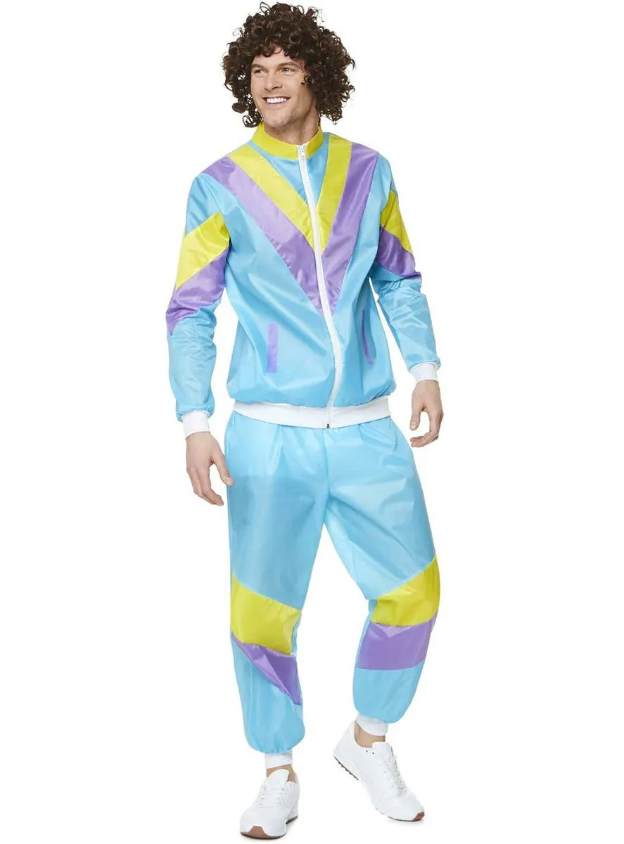 Rad Light Blue 1980s Shell Suit Mens Costume