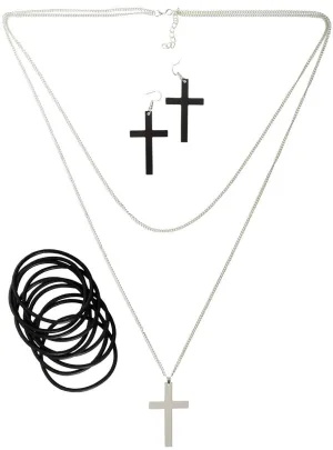 Radical Black 3 Piece 1980s Costume Accessory Set