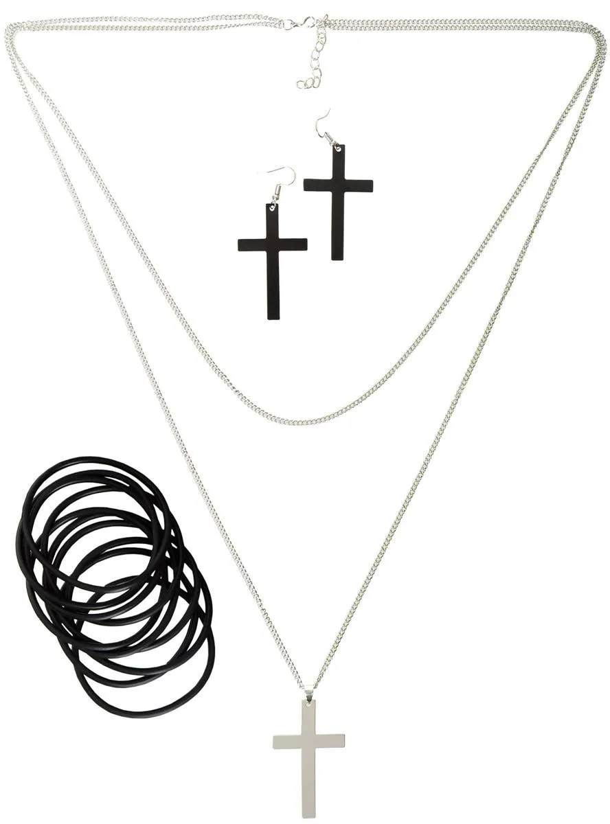 Radical Black 3 Piece 1980s Costume Accessory Set