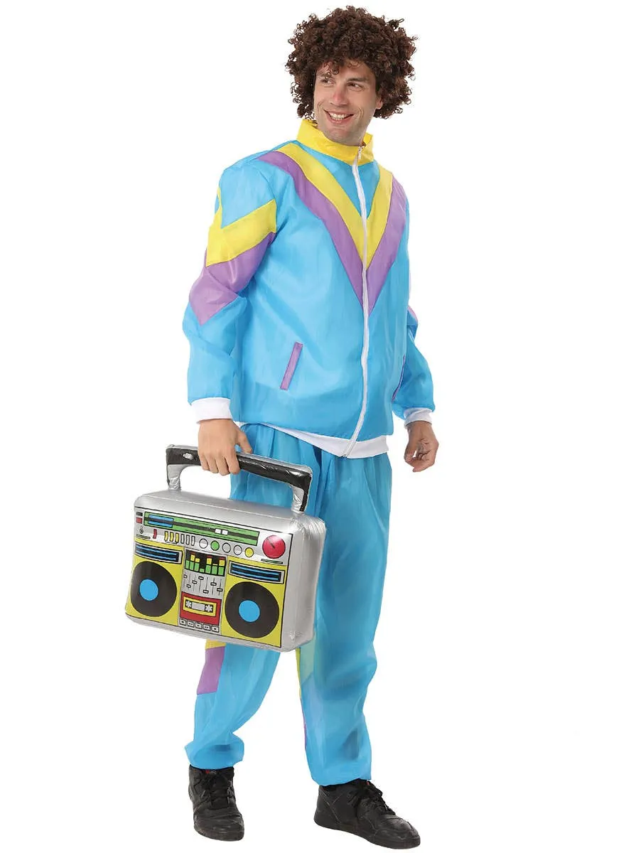 Radical Blue 1980s Mens Shell Suit Costume