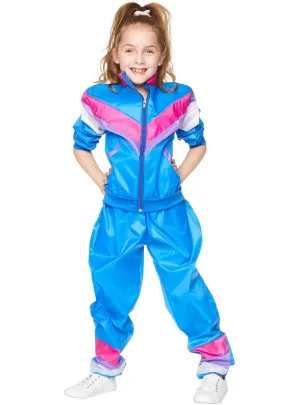 Radical Blue 1980s Shell Suit Girls Costume