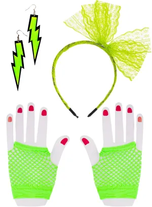 Radical Neon Green 80s Costume Accessory Set
