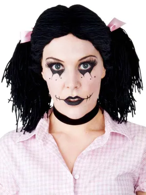 Raggedy Ann Womens Black Rag Doll Wig