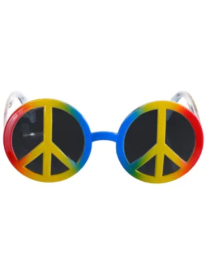 Rainbow 1970s Hippie Peace Sign Costume Glasses