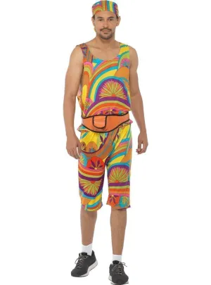 Rainbow 1980s Work Out Mens Funny Costume