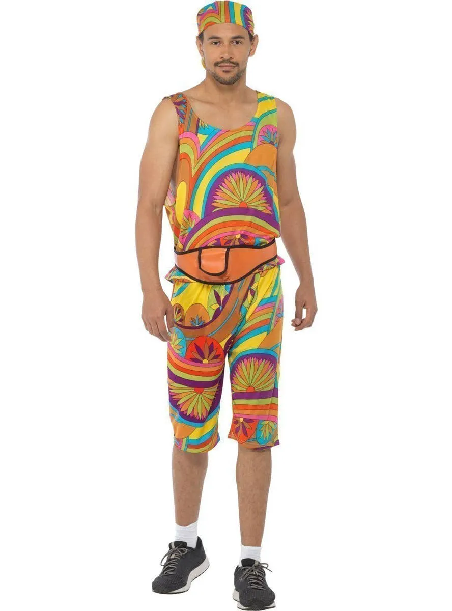 Rainbow 1980s Work Out Mens Funny Costume