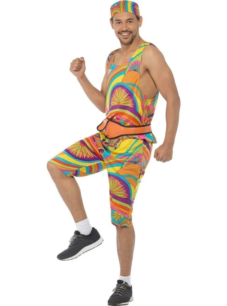 Rainbow 1980s Work Out Mens Funny Costume