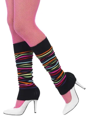 Rainbow Black 1980s Leg Warmers Costume Accessory