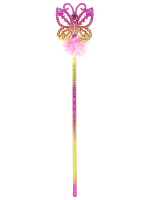 Rainbow Butterfly Girls Costume Wand with Feathers
