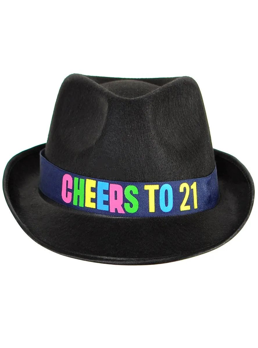Rainbow Cheers to 21 Black Fedora Hat