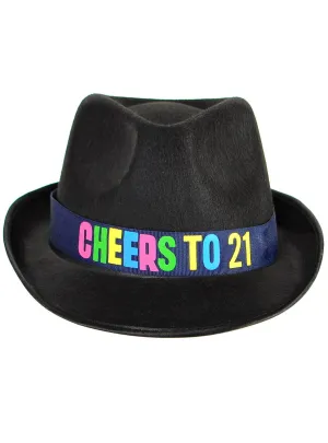 Rainbow Cheers to 21 Black Fedora Hat