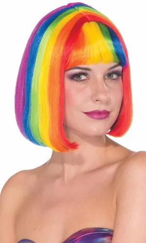 Rainbow Chic Womens Bob with Fringe Costume Wig