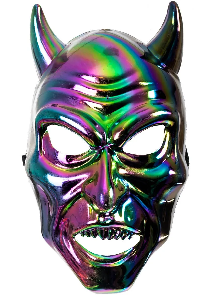 Rainbow Chrome Devil Halloween Costume Mask