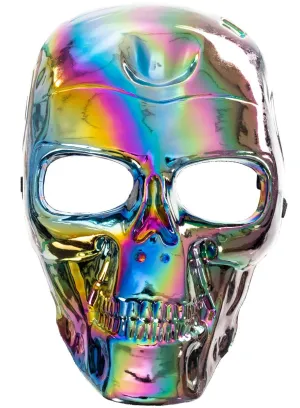 Rainbow Chrome Skull Halloween Costume Mask