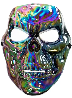 Rainbow Chrome Wide Skull Halloween Costume Mask