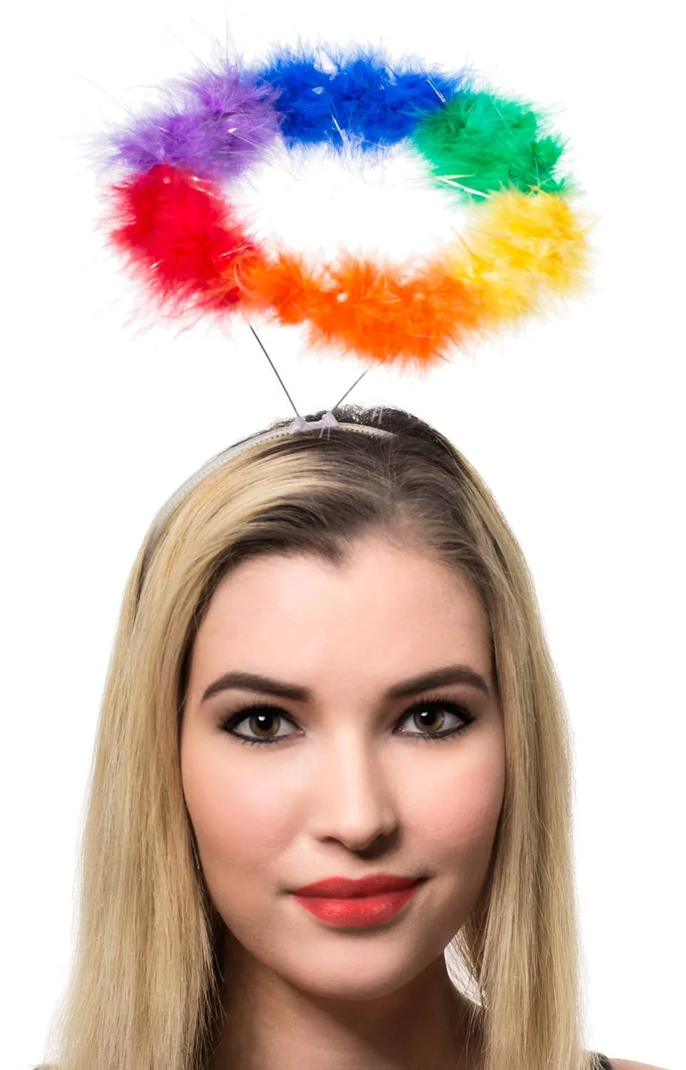 Rainbow Coloured Feather Halo on Headband