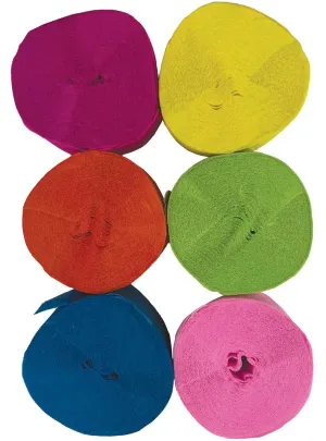 Rainbow Colours 6 Pack Crepe Paper Streamers