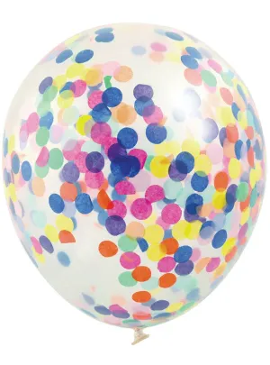 Rainbow Confetti Filled 3 Pack 30cm Latex Balloons