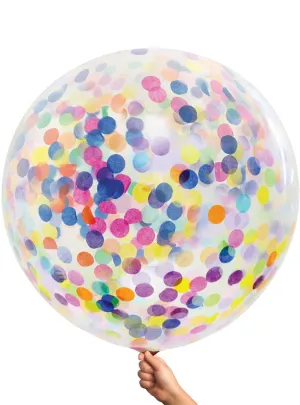 Rainbow Confetti Filled Jumbo 90cm Latex Balloon