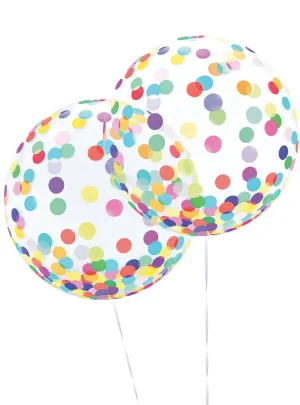 Rainbow Confetti Print 2 Pack 45cm Orb Balloons