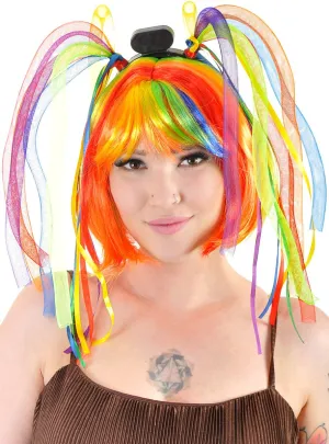 Rainbow Cyberlox Dread Falls Headband with Ribbons