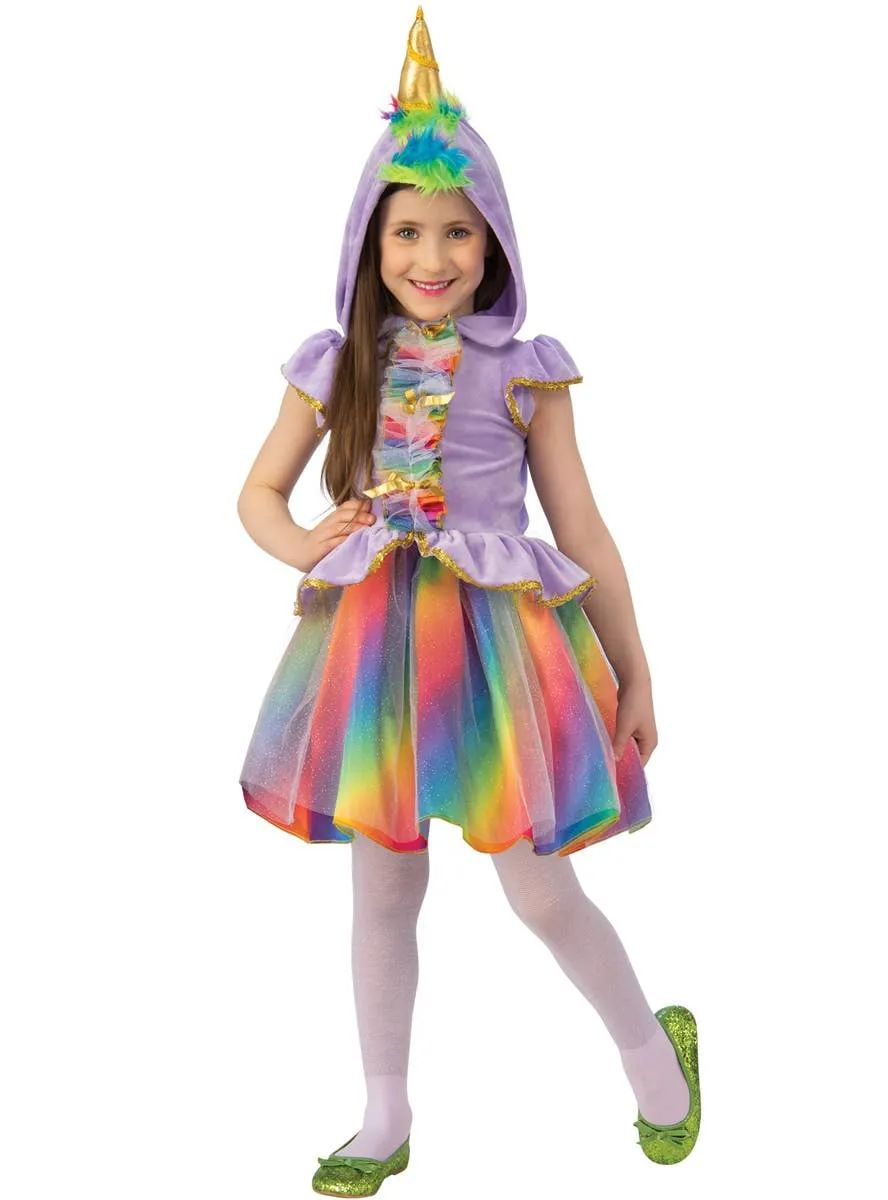 Rainbow Fantasy Unicorn Girls Dress Up Costume