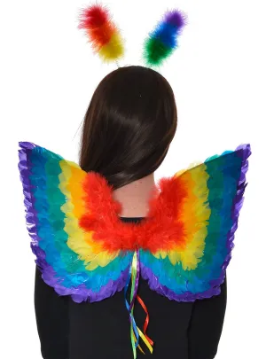 Rainbow Feather Mini Wings Costume Accessory