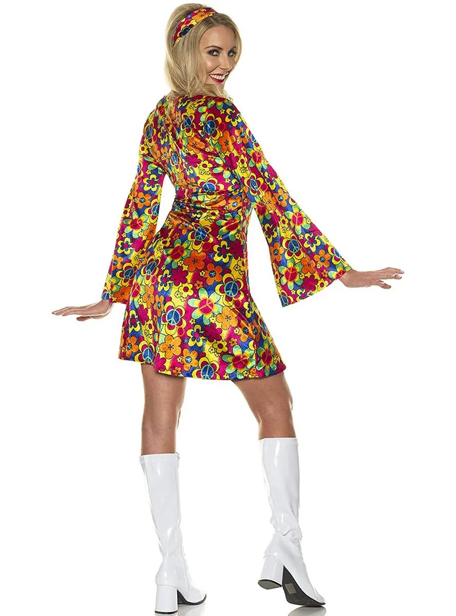 Rainbow Flower Power Hippie Child Womens 70s Costume