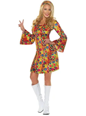 Rainbow Flower Power Hippie Child Womens 70s Costume