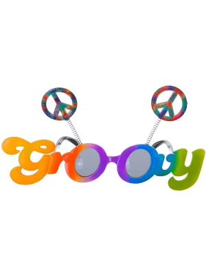 Rainbow Giant Groovy 70s Hippie Costume Glasses