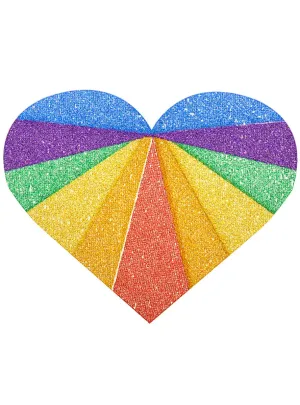 Rainbow Glitter Heart Mardi Gras Body Sticker