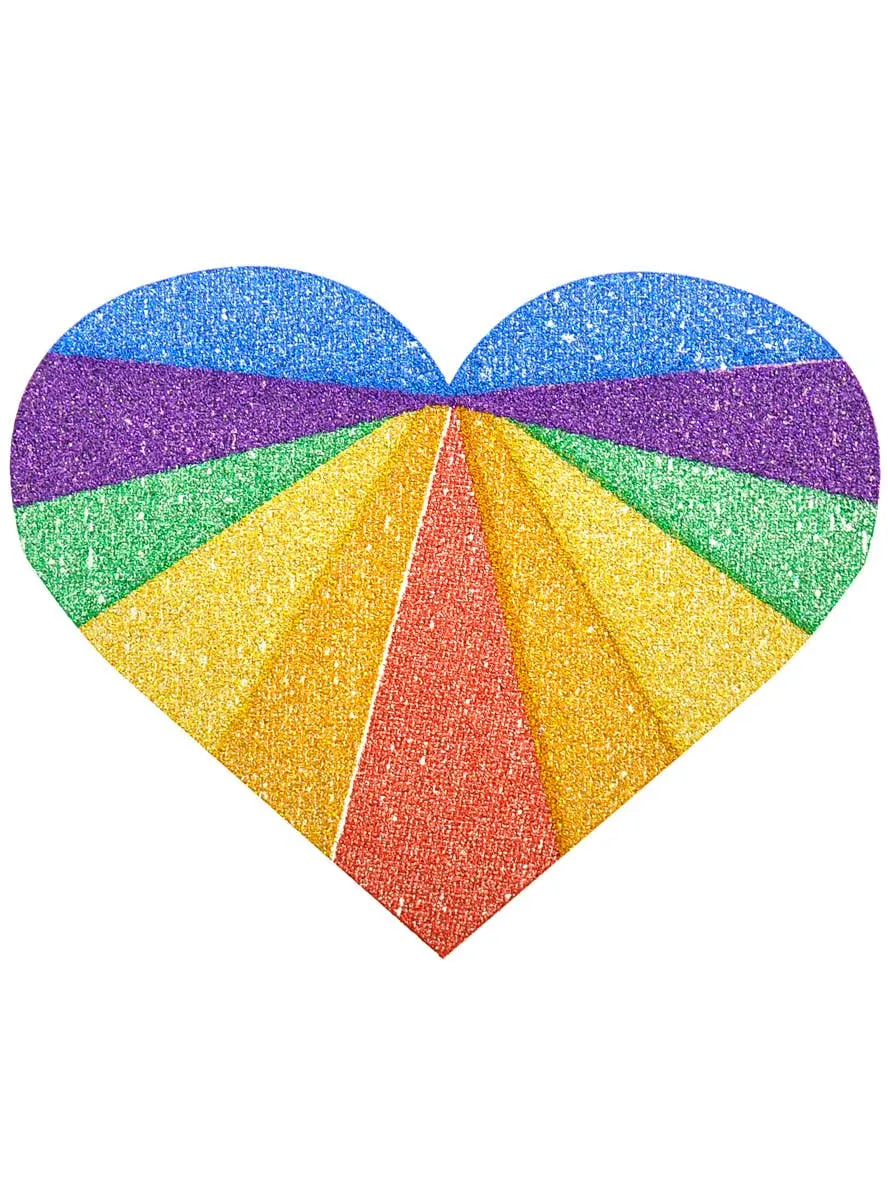 Rainbow Glitter Heart Mardi Gras Body Sticker