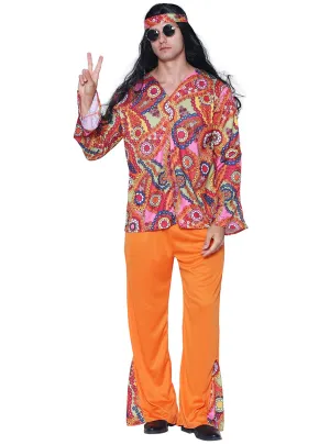 Rainbow Hippie Mens 1970s Costume