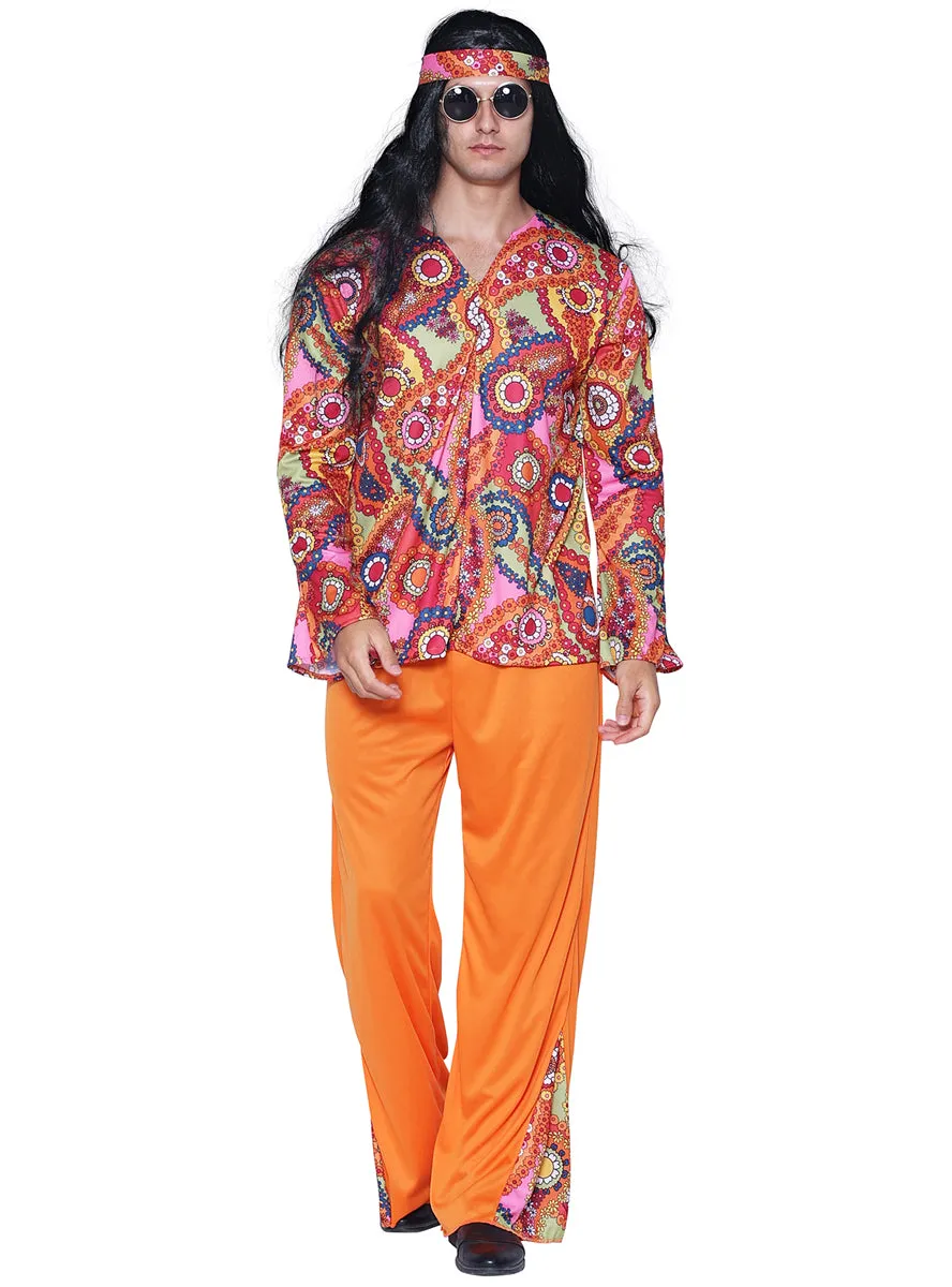 Rainbow Hippie Mens 1970s Costume