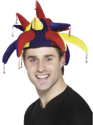 Rainbow Jester Spiked Costume Hat with Bells