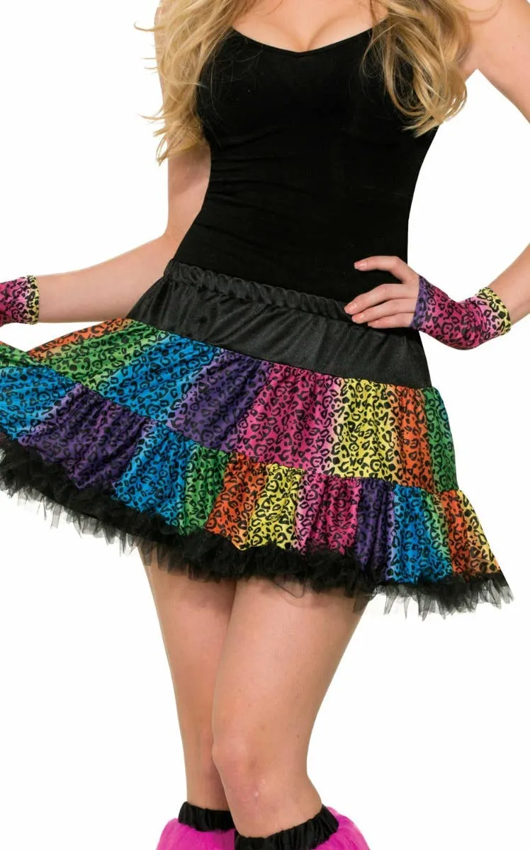 Rainbow Leopard Print Womens Costume Skirt