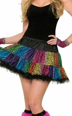 Rainbow Leopard Print Womens Costume Skirt