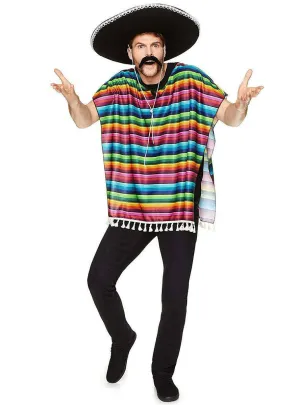 Rainbow Mens Wild West Mexican Costume Poncho