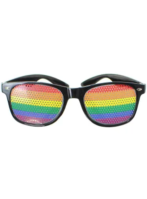 Rainbow Mesh Black Framed Costume Glasses