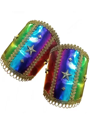 Rainbow Metallic Festival Wrist Cuffs with Stars