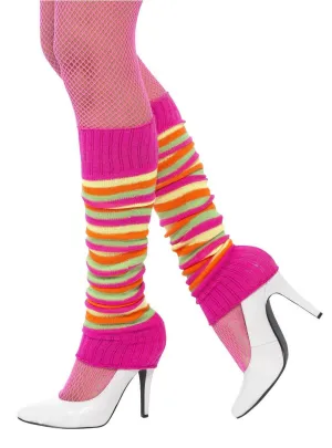 Rainbow Pink 1980s Leg Warmers Costume Accessory