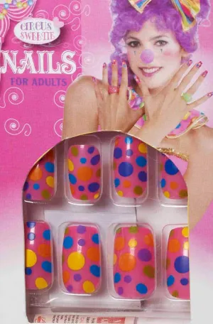 Rainbow Polka Dot Costume Nails