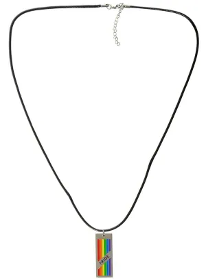 Rainbow Pride Dog Tag Mardi Gras Costume Necklace
