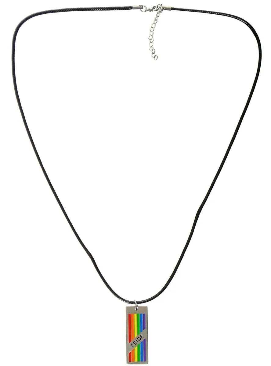 Rainbow Pride Dog Tag Mardi Gras Costume Necklace