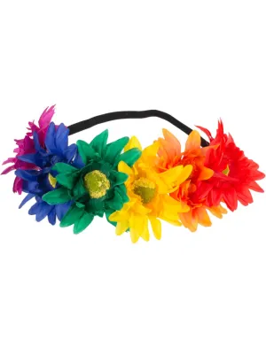 Rainbow Pride Flower Headband Costume Accessory
